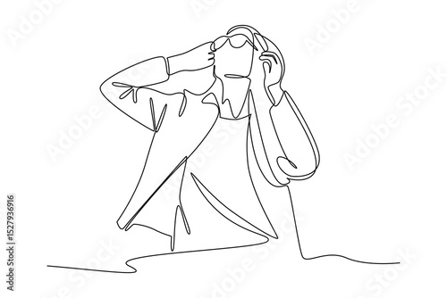 One single line drawing of young boy use outfit with modern suite. outfit minimalist concept. Fashion for daily activity concept.