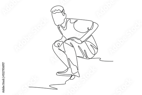 One single line drawing of young boy use minimalist clothes. outfit minimalist concept. Fashion for daily activity concept.