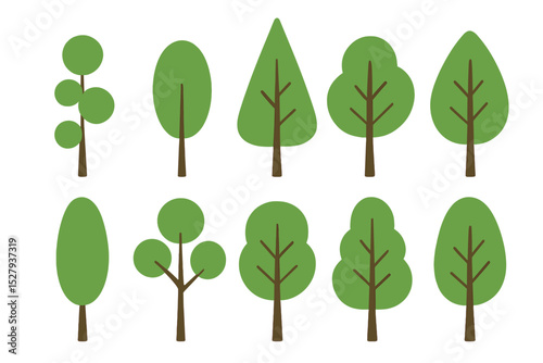 Different types of Cartoon tree vector illustration set for designing nature related projects and children's books