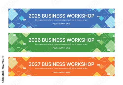 Modern business banner templates with abstract geometric patterns. Perfect for workshops, events, conferences, presentations, or branding projects, combining style and professionalism.