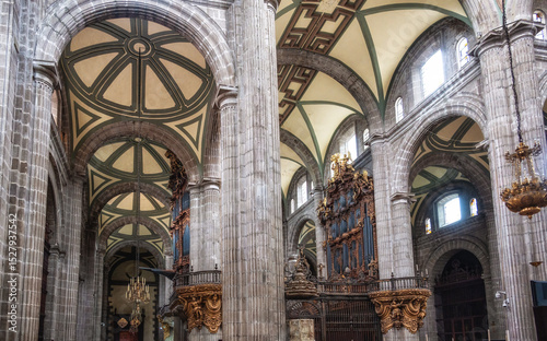  Interior of the historical Metropolitan Cathedral of Mexico City. Metropolitan Cathedral of the Assumption of the Most Blessed Virgin Mary into Heaven.