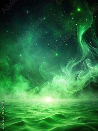 Swirling green mist fades into darkness with subtle gradient effect