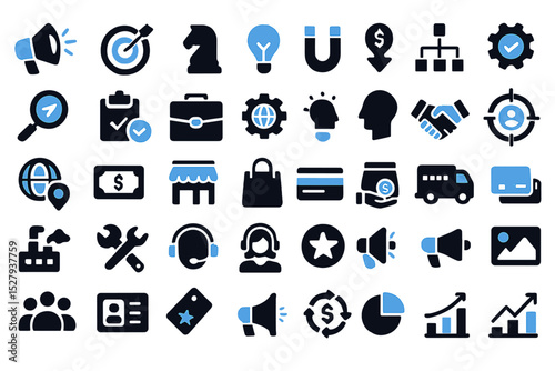 Business and marketing flat vector icon set illustration with various concepts