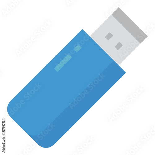 Blue usb flash drive icon illustration for data storage