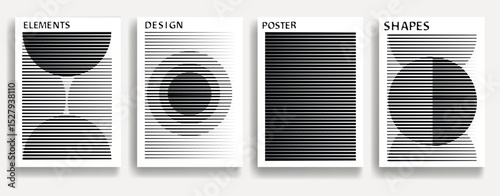 Modern posters . Vector design composition with various geometric shapes . Abstract contemporary art . Vector art ideal for media, ads, covers, brochures, banners
