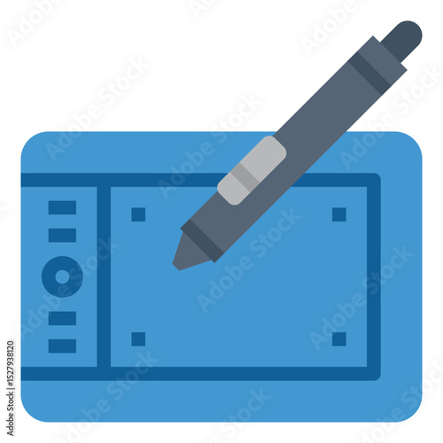 Stylus pen hovering over a digital drawing tablet screen