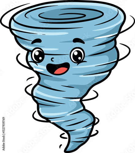 Cute Cartoon Tornado with Smiling Face – Fun Weather Illustration for Kids