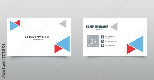 Business Card Template with Geometric Design.