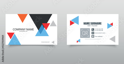 Business Card Template with Geometric Design.