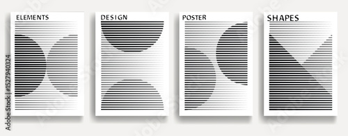 Modern posters . Vector design composition with various geometric shapes . Abstract contemporary art . Vector art ideal for media, ads, covers, brochures, banners

