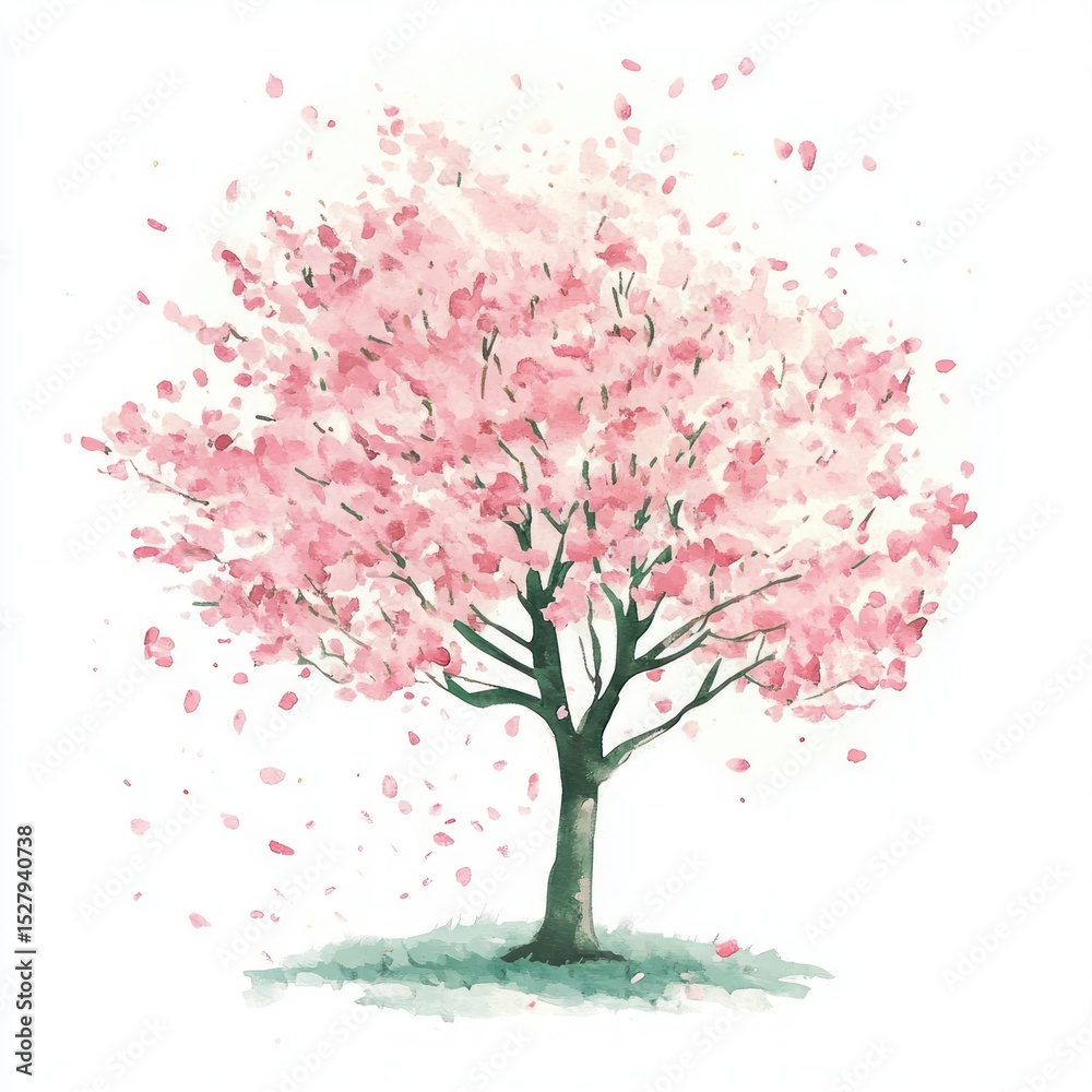 Fototapeta premium Watercolor cherry blossom tree