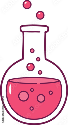 Laboratory Flask Bubbling Liquid Chemistry Experiment Illustration