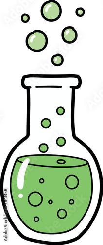 Laboratory Flask Bubbling Liquid Chemistry Experiment Illustration