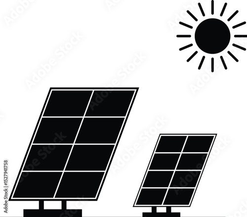 Solar panels under the sun generating renewable energy