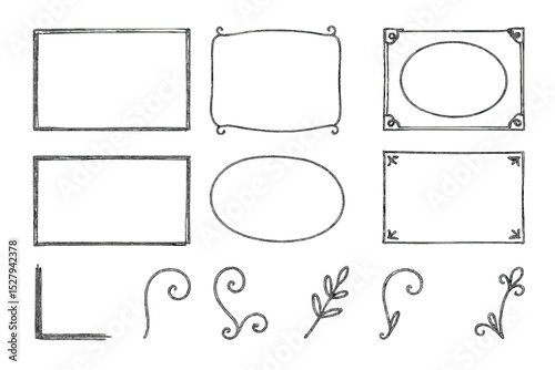 Vintage hand drawn doodle sketchy frames and flourishes vector illustration icon isolated