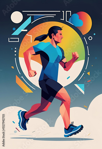 vector illustration of a running girl