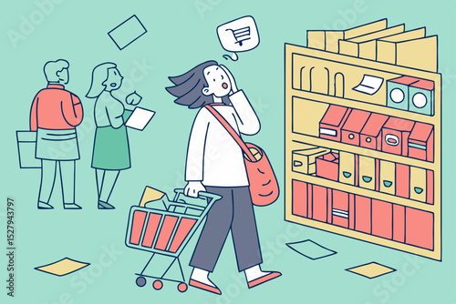 Woman shopper in grocery store aisle