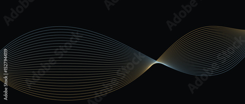 Abstract wave lines in blue-yellow gradient on minimalist background. Futuristic and dynamic look, perfect for tech, digital, and modern design projects.