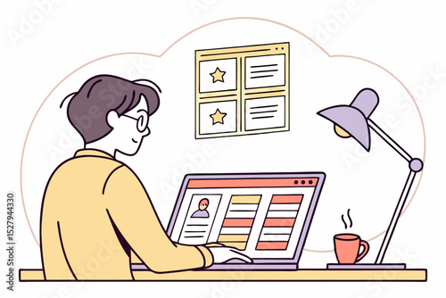 Person reviewing online job applications and resumes