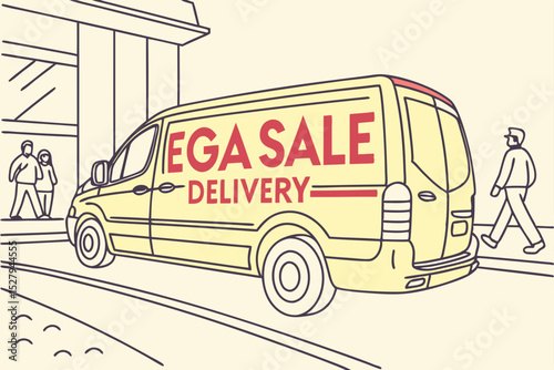 Ega sale delivery van arriving at store