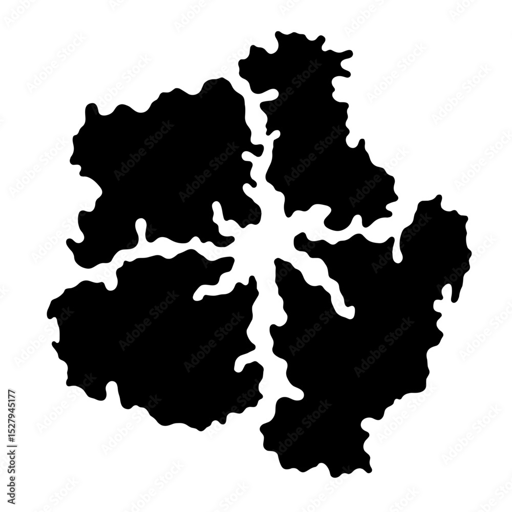 Obraz premium Black and White Battle Royale Map Silhouette, Strategic Game Terrain Design