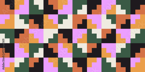 Repeating color pattern with squares and stairs