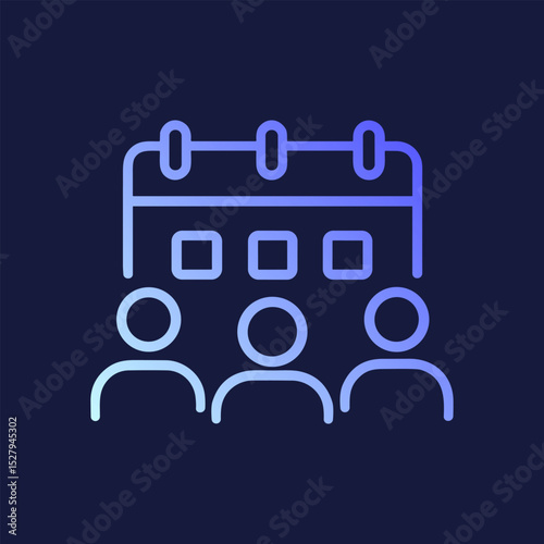 Scheduled Meeting Heads and Calendar. Icon symbol illustration