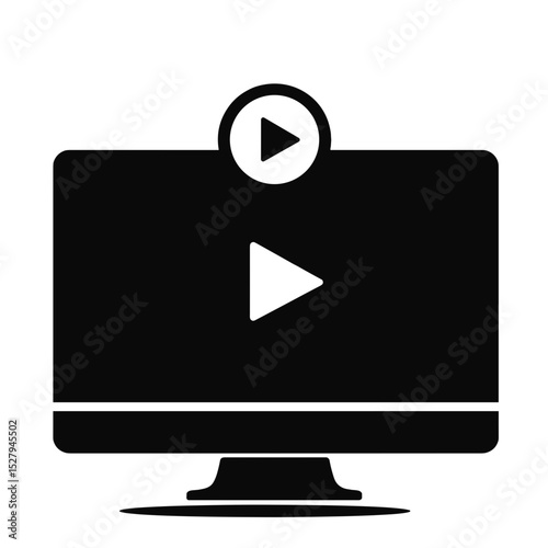 Video tutorial play button on code editor screen, online learning graphic design