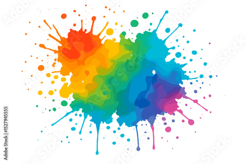 Colorful paint splash illustration in bright rainbow spectrum, decorative vector art for design element and background
