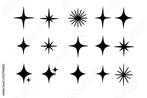 Sparkling celestial bodies cartoon vector icons isolated on White Background