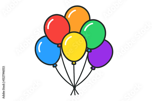Bunch of colorful balloons floating together vector illustration icon isolated on white background