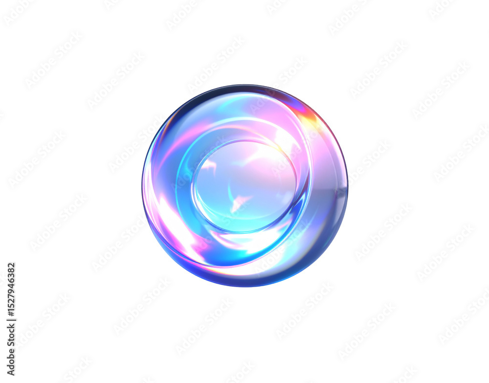 Iridescent Glass Torus with Vibrant Pink Blue and Yellow Refractions Iridescent Glass Torus with Vibrant Pink Blue and Yellow Refractions