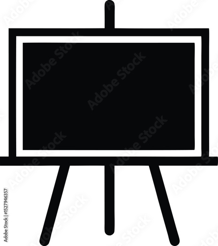 Simple Black and White Illustration of a Chalkboard on an Easel Display Stand