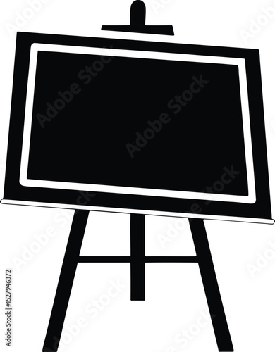 Black and White Art Easel Depicting a Blank Canvas for Creative Endeavors