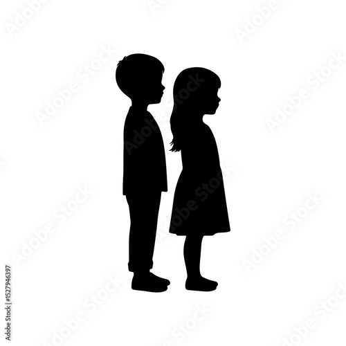 Boy girl silhouette icon vector flat design.