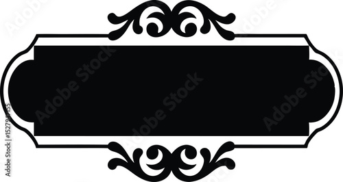 Black and White Ornate Frame with Vintage Floral Accents, Ready for Text or Graphic