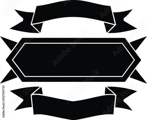 Ornate Black Rectangular Frame with White Border and Rounded Corners on White Background