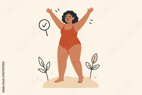 Empowering Woman Embracing Self-Confidence, Success, and Positive Mental Health. Modern Businesswoman's Journey to Achieve Goals and Personal Growth.