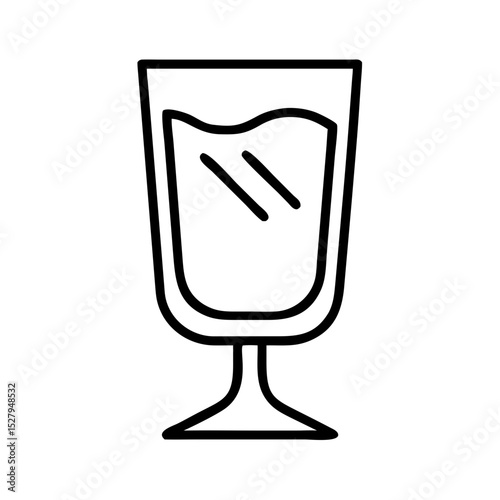Line art of a glass with water in minimalist style  