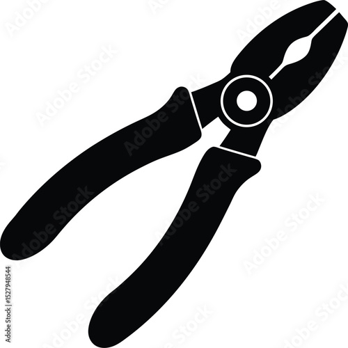 Black and White of Isolated Combination Pliers Tool with Insulated Handles Construction Equipment