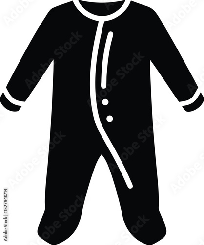 Black and White Silhouette of a Hooded ButtonDown Coat with Cuffed Sleeves