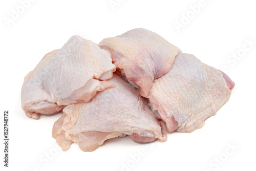 Raw chicken leg quarters, isolated on white background. 