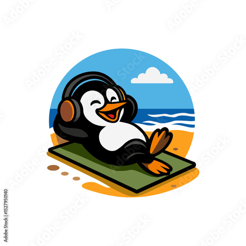 Guin Relaxing with Headphones on the Beach