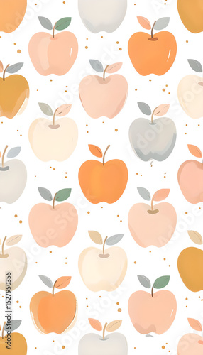 Pastel Apple Pattern Illustration for Cheerful Mobile Wallpaper