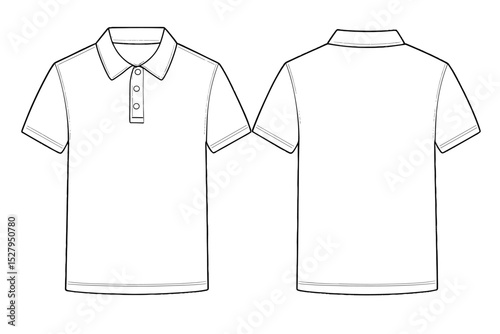 Polo shirt design template showing front and back views vector illustration