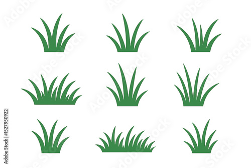 Green grass tufts cartoon vector illustration icon on an isolated white background for design elements
