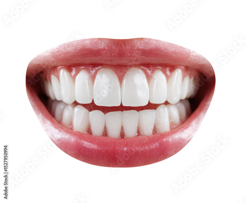 Bright smile with healthy teeth for dental health promotion on a transparent background, cut out