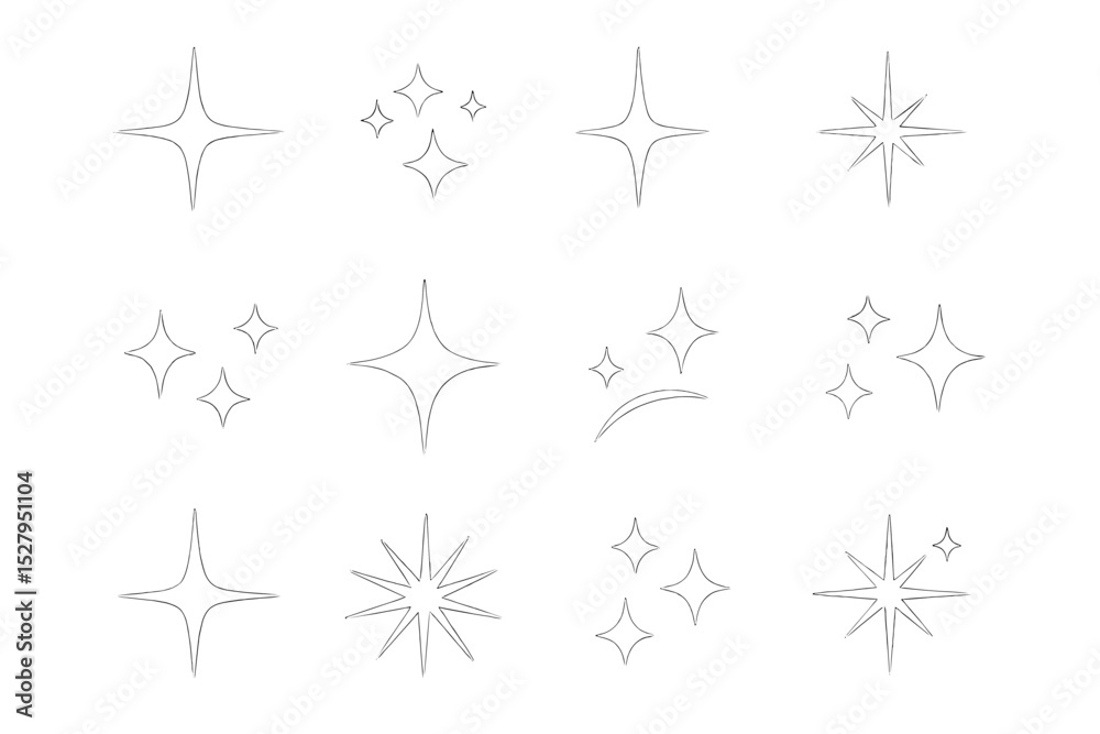 Obraz premium Sparkle and shine icons collection, vector art featuring various starburst and sparkle graphic designs