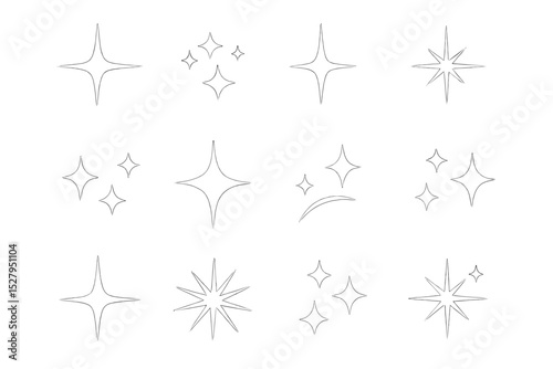 Sparkle and shine icons collection, vector art featuring various starburst and sparkle graphic designs
