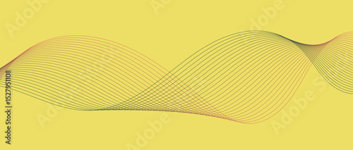 Abstract wave lines in red-green gradient on minimalist background. Futuristic and dynamic look, perfect for tech, digital, and modern design projects.